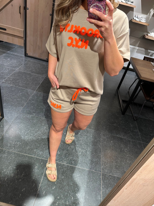 Setje taupe/oranje