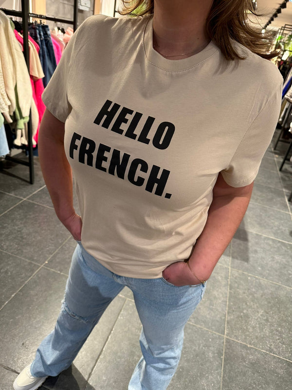 T-shirt hello French beige